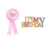 YSDYY 1 Pieza De Broche De Metal Y 1 Pieza De Insignia De Cumpleaños, Broche De Cumpleaños, Broche De Diamantes De Imitación Brillante, Accesorios para Ropa De Niñas, Decoraciones De Fiesta.