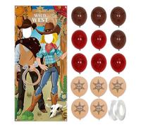 YSDYY 1 Pieza De Fondo De Mezclilla, 14 Piezas De Globos Y 1 Banda De Roles, Decoraciones Creativas, Suministros para Fiestas para Temas De Mezclilla, Accesorios Fotográficos.