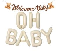 YSDYY 1 Set Baby Breve Globos Y 1 Pieza De Bandera De Tirar De Oso, Decoración De Fiesta De Cumpleaños, Arreglo De Parte Recién Nacida.