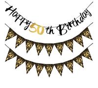 YSDYY 1 Set De Banner De Cumpleaños Y 1 Banderín, Bandera De Cumpleaños 50, Proxeneta, Decoración De Eventos De Fiesta.
