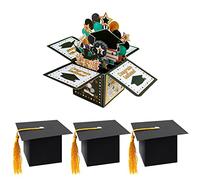 YSDYY 1 tarjeta de felicitación de graduación 3D y 3 cajas de regalo de graduación, tarjeta de felicitación de examen 3D, tarjeta de felicitación plegable, tarjeta de graduación de felicitaciones