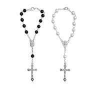 YSDYY 2 piezas de cadena de rosario, accesorio para el interior del camión, adorno decorativo para el auto, pulsera de rosario con cruz, adorno para el interior del auto, accesorio para el auto