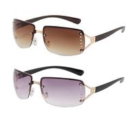 YSDYY 2 Piezas De Gafas De Sol En El Marco De La Mitad De La Mitad, Gafas De Sol Elees, Mujeres Retro -Sunglasses, Accesorios Al Aire Libre.