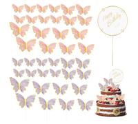 YSDYY 20 Insertos De Tarjetas De Cumpleaños De Mariposas, Decoraciones De Fiesta De Cumpleaños, Guarnición para Pasteles De Cumpleaños, Insertos Creativos E Interesantes De Tarjetas.