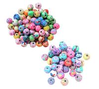 YSDYY 200 Cuentas Sueltas De Arcilla Suave De Colores De 8 Mm, 20 Cuentas Sueltas De Arcilla Suave De Colores De 12 Mm, Cuentas Redondas Impresas, Cuentas De Pulsera, Accesorios De Joyería De Pulsera