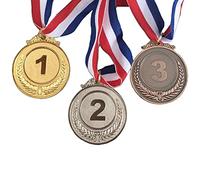YSDYY 3 medallas de números, medallones de metal, premios de ganador, premios deportivos infantiles, premios competitivos de juego, medallas de oro, plata, bronce con cintas, bordes redondeados