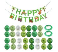 YSDYY 30 Piezas Globos De Patrones De Dinosaurios, 1 Pancarta De Feliz Cumpleaños Y 2 Papeles De Cintas, Globos Creativos Y Lindos, Decoraciones De Fiesta De Cumpleaños.