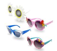 YSDYY 4 piezas de gafas de sol para niños, copos de nieve redondos con protección UV, gafas de sol retro de girasol divertidas para niños, viajes de vacaciones en la playa hawaiana junto al mar.