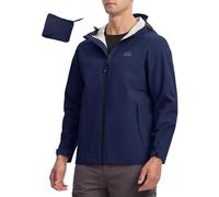 YSENTO Chubasquero impermeable para hombre, chaqueta transpirable para senderismo, chaqueta de entretiempo, chaqueta funcional cortavientos plegable, marine, XXL