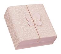 YSGDABMQ Joyeros Caja de joyería de cuero de PU, caja de almacenamiento de joyería doble abierta con mango de mariposa oculto, vitrina de joyería con imán para organizador de joyas para niñas (rosa)