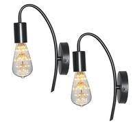 YSGUYILT 2 Piezas Lámpara de Pared Vintage E27 Aplique pared Interior Apliques Pared Industriales para Dormitorio, Sala, Pasillo (Bombillas No Incluidas)-Negro