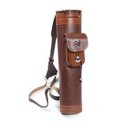 YShiuoL carcaj de arquería Soporte for Flechas de Cuero con Lazo en la Parte Trasera del Hombro y Bolsa Grande con Correas Hechas a Mano(Brown 1)