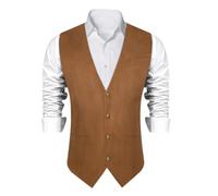 YShiuoL Chaleco Formal Hombres Chaleco de hombre Vaquero Casual Motor Ciclismo Baile graduación Negro Marrón Slim Fit con cuello en V Ropa social for hombres(MJDJ0271,M)