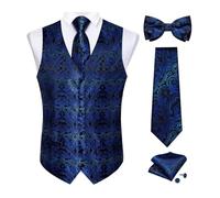 YShiuoL Chaleco Formal Hombres Chalecos for hombres Slim Fit for hombre traje de boda chaleco casual sin mangas formal negocios masculino corbata conjunto(MJ-0142-LH-0243,XL)