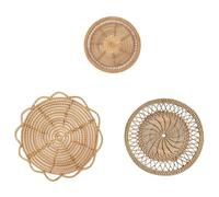 YShiuoL DecoracióN De Cesta De Pared Arte Cesta Colgante De Pared 25/30/33cm, Decoración Ratán, Tapiz Borlas Tejidas Redondas Planas, Bandeja For Servir Bambú, Artística Artesanal