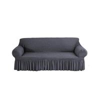 YShiuoL Funda de Sofá con Falda Fundas de sofá elásticas Red Burbujas 1, 2, 3 o 4 plazas con Borde faldón, for decoración del hogar y hoteles(Dark Grey,3 Seater)