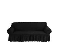YShiuoL Funda de Sofá con Falda Fundas de sofá elásticas Red Burbujas 1, 2, 3 o 4 plazas con Borde faldón, for decoración del hogar y hoteles(Black,1 Seater)