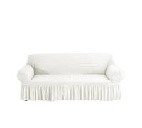 YShiuoL Funda de Sofá con Falda Fundas de sofá elásticas Red Burbujas 1, 2, 3 o 4 plazas con Borde faldón, for decoración del hogar y hoteles(White,3 Seater)