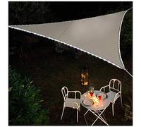 YSHUAI Toldo Triangular Impermeable con Luces LED, Terraza De Protección Solar, Triángulo De Vela De Sombra Toldos De Bloque De 95% UV Tela Oxford Repelente Al Agua,Gris,3X3X3m