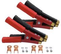 YSIL - Abrazaderas de cable de puente de batería de cobre puro de 1000 A, abrazaderas de cocodrilo para automóvil, clips de refuerzo para vehículos automotrices (paquete de 2, rojo y 2 unidades, negro