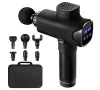 Ysimee Pistola de Masaje Muscular, Massage Gun con 30 Niveles Ajustables, 6 Cabezas de Masaje y Pantalla LCD para Relajar los Músculos Tensos y a Liviar el Dolor, Ultra Silenciosos (EU Plug)