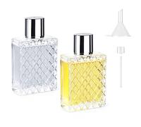 Ysimple 2 Piezas Atomizador Perfume Recargable de 100ml,Frasco Perfume Recargable,Bote de Perfume Pequeño Portátil,Atomizador de Cristal Vacío,para Viaje de Mujeres Hombres(Plata)
