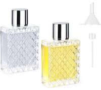Ysimple 2 Piezas Atomizador Perfume Recargable de 50ml,Frasco Perfume Recargable,Atomizador de Cristal Vacío,Bote de Perfume Pequeño Portátil,para Viaje de Mujeres Hombres(Plata)