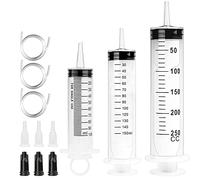 Ysimple 3 Piezas Jeringa Grande 100ml+150ml+250ml,Reutilizable Jeringa de Plástico,Jeringuilla de Plástico con 2 Manguera,Prohibido para Uso Médico,Solo para Uso de Laboratorio e Industrial