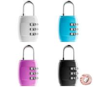 Ysimple 4 Piezas Candado Combinacion 3 Digitos,Candado Taquilla Gimnasio Impermeable,Candado de Combinación,Candado Combinado para Gimnasio,Cobertizo,Escuela,Garaje(4 Colores)
