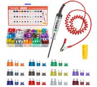 Ysimple Probador de Circuito Automotriz 3-48V LED con 220PCS Fusibles Coche | Fusibles Coche 3A-40A Standard/Mini/Micro con Extractor, Probador de Voltaje de DC Bidireccional, Prueba de Voltaje