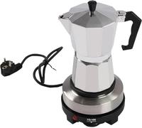 Ysislybin Cafetera Electrica Italiana, 300 ml Cafetera Italiana de Aluminio con Mini Placa Calefactora, Cafeteras Moka Pequeña 6 Tazas, Moka Pot Eléctrica Cafeteras Espresso para Camping Viajes