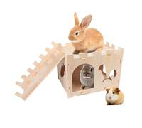 Ysislybin Castillo de Madera Extraíble para Conejos y Mascotas Pequeñas - Casa Grande para Cobayas, Hámsteres, Chinchillas, Hurones
