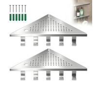 Ysislybin Estanteria Baño Ducha, 2 Piezas Estante de Ducha de Esquina | Sin Perforación Acero Inoxidable Rinconera Empotrados Diseño de Ranura Colgante para Pared Bano Cepilladoo