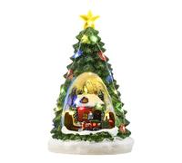 Ysislybin Pueblo de Navidad con Música y Luces, Caja de Música Navideña Giratoria y Luminosa Pueblo Navideño de Resina con Tren pequeño Decoración Navideña Casas con Movimiento