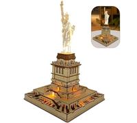 Ysityum Rompecabezas de madera 3D para adultos - Estatua de la Libertad Juego de construcción de madera con luz LED USB, DIY Arquitectura Construcción, Juguetes para Artesanía, Juego de Cerebro Teaser