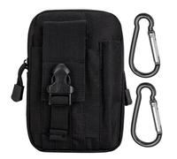 YSJCHEBS 1 Bolsa De Almacenamiento Negra Y 2 Mosquetones, Bolsa De Almacenamiento Multifuncional, Bolsa para Deportes Al Aire Libre, Riñonera Portátil, Bolsa para Brazo