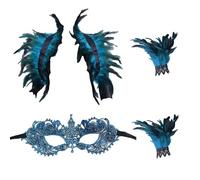 YSJCHEBS 1 Bufanda De Plumas, 2 Pulseras De Plumas, 1 Antifaz, Conjunto De Vestido Gótico, Accesorios De Disfraces De Fiesta, Adecuado para Actuaciones De Festivales Y Bailes