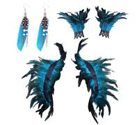 YSJCHEBS 1 Bufanda De Plumas, 2 Pulseras De Plumas, 1 Par De Pendientes De Plumas, Disfraz De Halloween para Adultos, Disfraz De Truco Usable, Disfraz De Fiesta De Halloween, Disfraz De ala De Cuervo