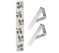 YSJCHEBS 1 Camino De Mesa De Tulipán, 2 Clips De Mantel, Camino De Mesa De Lino, Mantel De Mesa De Comedor, Decoración De Mantel De Flores De Plantas, Decoración Interior Al Aire Libre