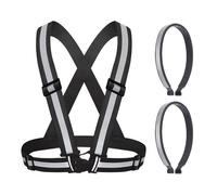 YSJCHEBS 1 Chaleco Reflectante, 1 Par De Clips Reflectantes para Perneras De Pantalones, Chaleco Ajustable, Clips Reflectantes para Perneras De Pantalones para Correr De Noche