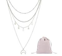 YSJCHEBS 1 Collar De Estrella Y Luna, 1 Bolsa De Joyería, Collar Multicapa para Mujer, Cadena De Clavícula Ajustable, Accesorios De Joyería De Moda Personalizados