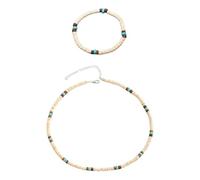 YSJCHEBS 1 Collar De Perlas Y 1 Pulsera De Perlas, Joyería Boho, Joyería De Bloques De Color De Cuentas De Madera, Joyería Vintage De Moda, Joyería De Playa