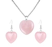YSJCHEBS 1 Collar En Forma De Corazón Y 1 Par De Aretes En Forma De Corazón, Joyería Sencilla, Joyería En Forma De Corazón De Moda, Joyería De Cristal, Joyería para Mujer