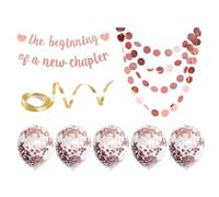 YSJCHEBS 1 Estandarte De Oro Rosa, 4 Metros De Rafia Redonda, 5 Piezas De Globos De Lentejuelas, 1 Rollo De Cinta, Adornos para La Fiesta del Divorcio, El Comienzo De Un Nuevo Capítulo