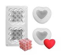 YSJCHEBS 1 Forma Cuadrada De Amor Y 2 Moldes En Forma De Corazón, Moldes Creativos De Silicona, Moldes para Velas, Accesorios para Manualidades DIY