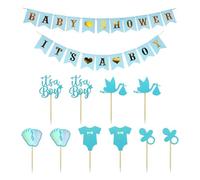 YSJCHEBS 1 Juego De Banderas del Alfabeto Y 10 Insertos para Pasteles, Decoraciones para Pasteles, Suministros para Baby Shower, Decoraciones para Fiestas