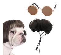 YSJCHEBS 1 Peluca para Mascotas Y 1 Gafas para Mascotas, Artículos para Mascotas, Accesorios para Mascotas, Accesorios para Cosplay De Mascotas, Disfraces para Fiestas De Mascotas