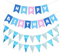 YSJCHEBS 1 Pieza De Bandera De Letras De Cumpleaños Y 1 Pieza De Banderín, Decoraciones De Fiesta De Cumpleaños, Decoración Culinaria De Fiesta, Accesorios para Fiestas