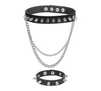 YSJCHEBS 1 Pieza De Collar De Remaches, 1 Pieza De Brazalete De Remaches, Joyería De Remaches para Mujeres, Collar De Remolque De Cadena Personalizado, Joyas Góticas, Accesorios Punk