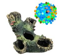 YSJCHEBS 1 Pieza De Madera Artificial Y 100 Piedras Luminosas, Artesanías De Resina, Decoraciones para Acuarios, Paisajismo De Piscinas, Jardín Casero DIY